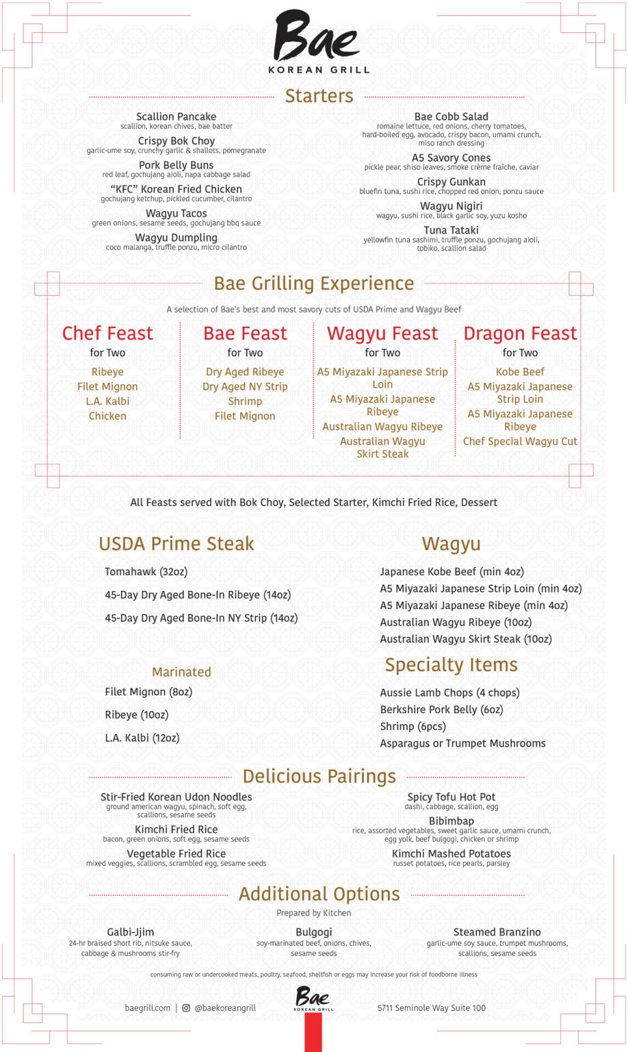 Bae Korean Grill menu